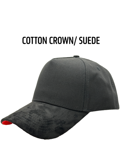 5 Panel cotton crown with suede brim